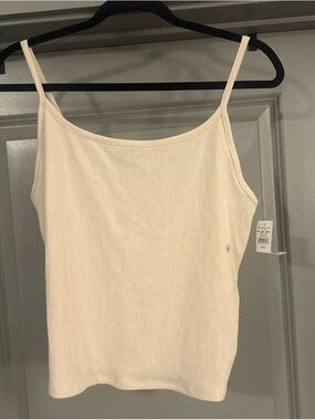 American Eagle | Ribbed Cream Spaghetti Strap Tank Top